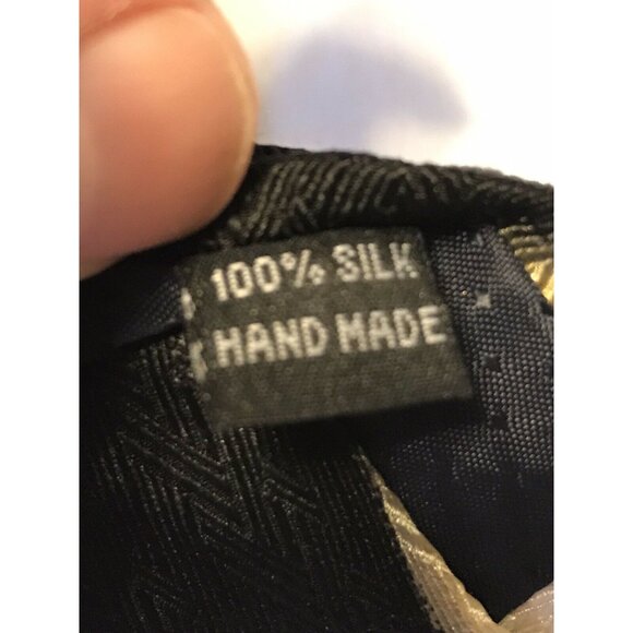 Emilio Ponti 100% Silk Handmade Tie Black & Gold Abstract Design Preowned - Picture 3 of 5